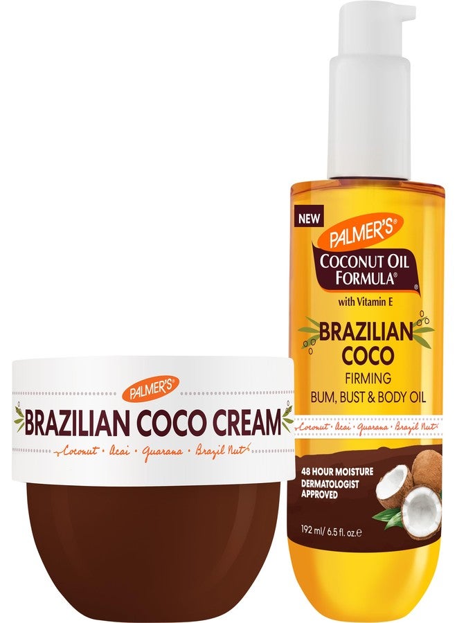 Palmer's Coconut Oil Formula Brazilian Coco Firming Skin Care Duo, Whipped Body Butter (8.8 Oz) + Body Oil (6.5 Fl Oz) Helps with Skin Tightening & Firming of Bum, Bust & Belly, Provides 48Hr Moisture - Image 1